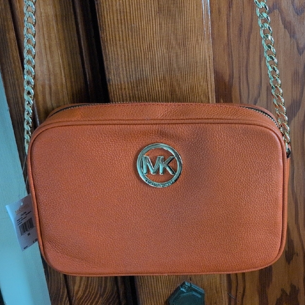 Michael Kors Orange Belt Bag with Gold Accents
